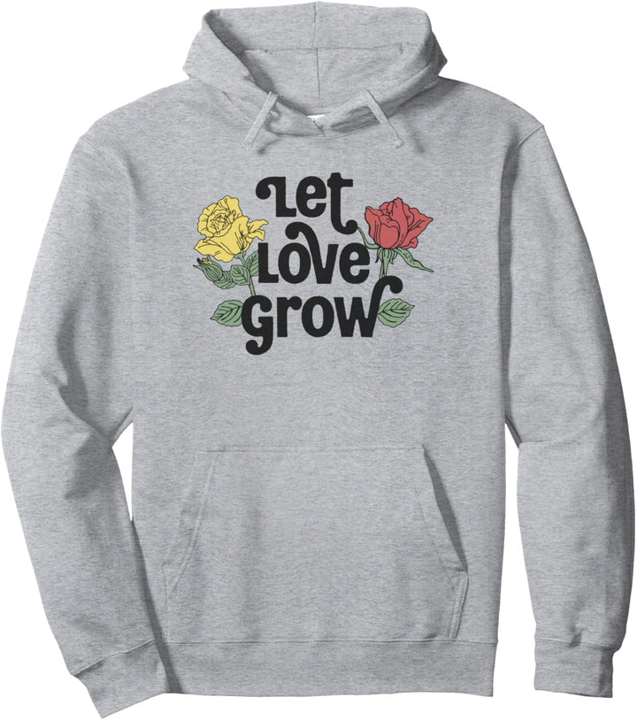 Trendy Let Love Grow Yellow & Red Roses Pullover Hoodie
