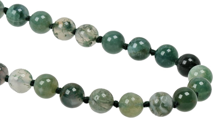 ELEDORO Edelstein Perlenkette Collier endlos geknotet 8mm 80cm lang Moosachat