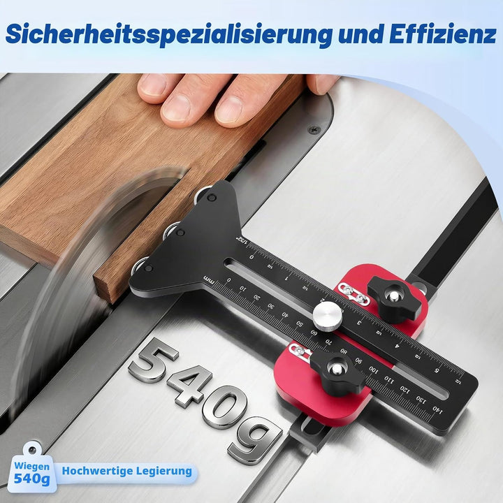 Tischkreissägenführung mit 3 Rollen – Präziser Fräsanschlag für Wiederholschnitte, 9.5x19 mm U-Slot