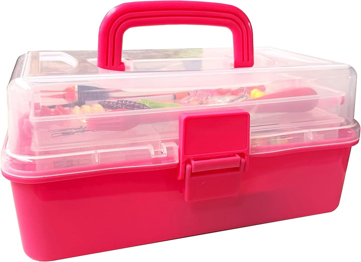 Kinderangelkoffer Pink 109 Teile – Angelset für Kinder mit Zubehör, Einsteiger Angelkoffer mit Köder