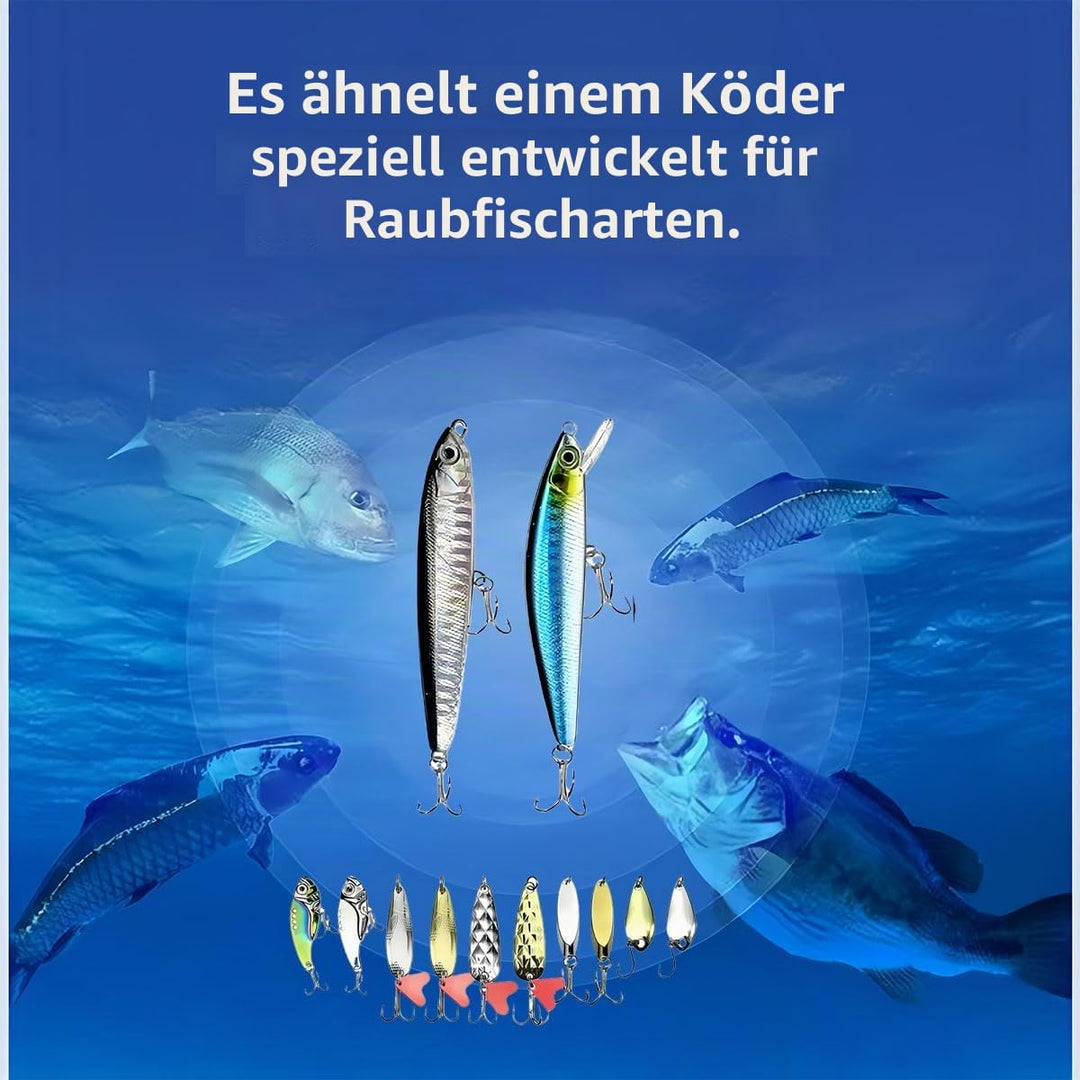 Angelköder Set mit 131 Teilen - Professionelles Angelzubehör mit Köderbox, Inkl. Gummifische, Spinne