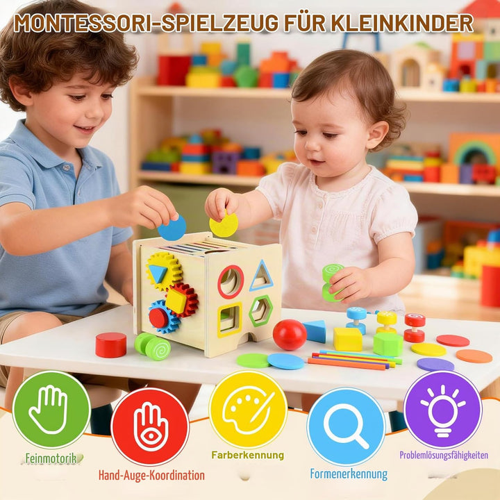Montessori Spielzeug ab 1 Jahre, Montessori Holzspielzeug ab 2 Jahr Motorikspielzeug Farbe Sortiersp