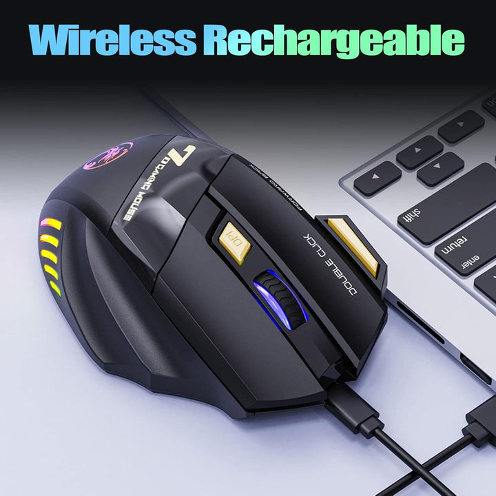 VEGCOO C8 Wireless Gaming Maus, wiederaufladbare Silent Click Gaming Maus mit 2.4G USB-Empfänger, 3