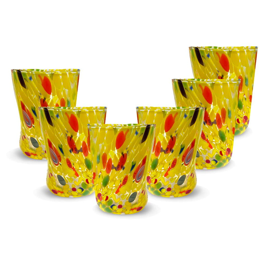 Gocce di Murano Goto Gläser aus mundgeblasenem Muranoglas, 300 ml, Handarbeit, bunt, 6 Stück