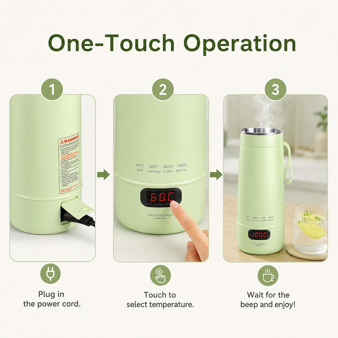 Elektrischer Reisewasserkocher Klein 400ML, 4 Temperatureinstellung | Mini Wasserkocher Automatische