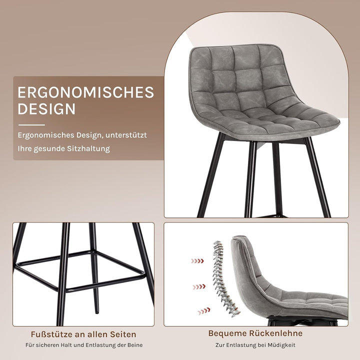 WOLTU Barhocker 2er Set Designer Barstuhl Hocker Tresenhocker Bistrohocker mit Fussstütze Kunstleder