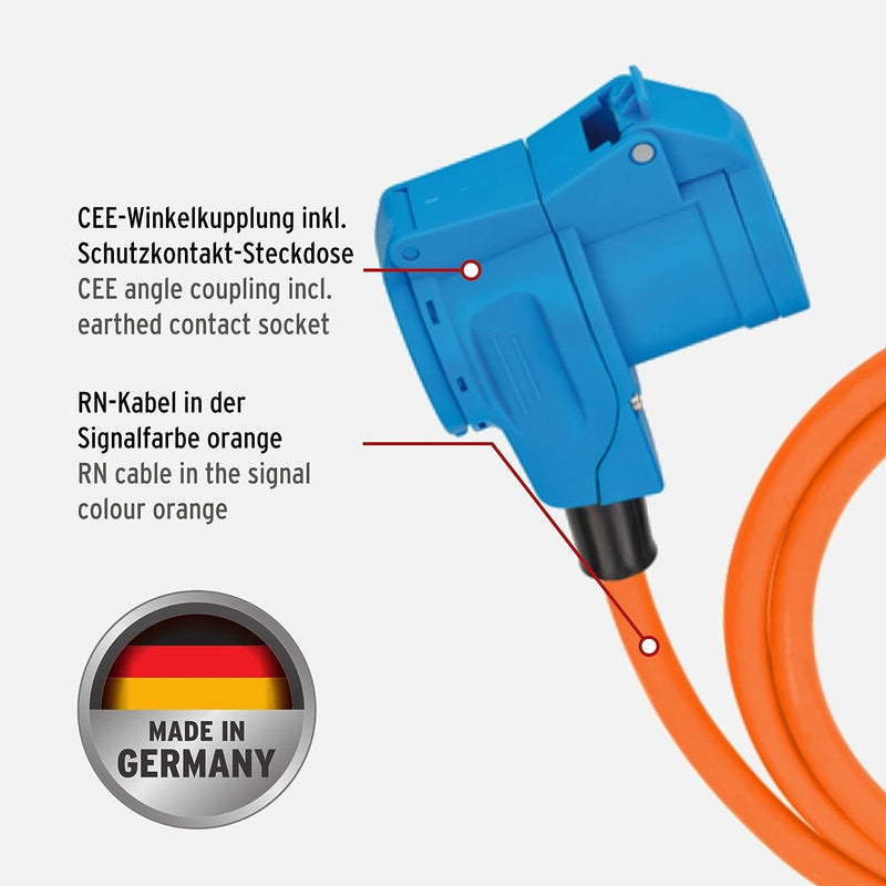 Brennenstuhl Camping CEE-Verlängerungskabel mit CEE-Stecker und Winkelkupplung inkl. Schutzkontakt-K