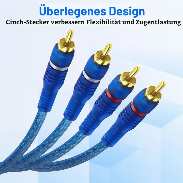 MEIRIYFA 4 Kanal RCA Auto Audio Verbindungskabel, 2 Kanal zu 4 Kanal RCA Auto Audio Y-Splitter Adapt