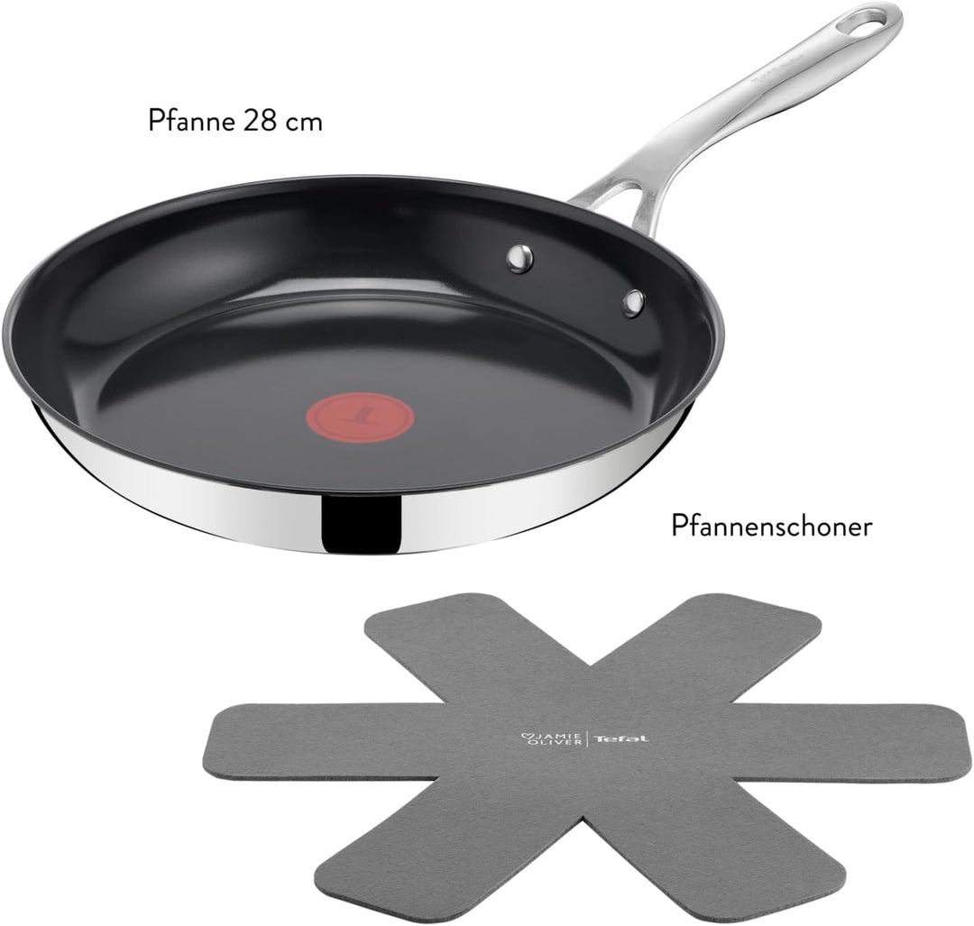Jamie Oliver by TEFAL Direct Cook Bratpfanne 28 cm, inkl. Pfannenschoner, keramische Antihaftoberflä