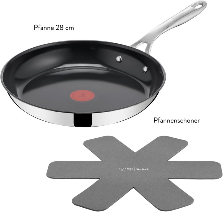 Jamie Oliver by TEFAL Direct Cook Bratpfanne 28 cm, inkl. Pfannenschoner, keramische Antihaftoberflä