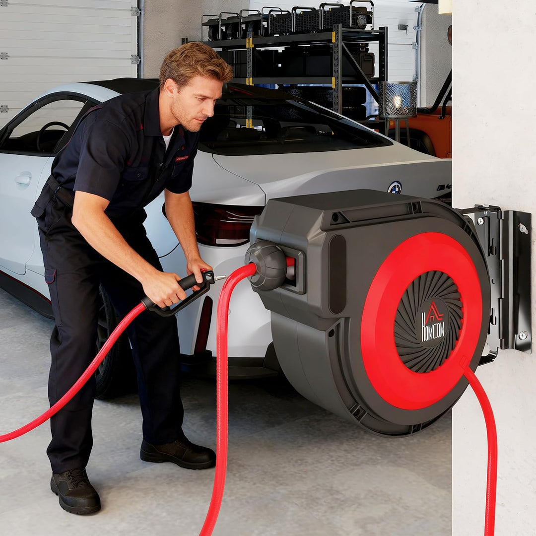 HOMCOM Automatik Druckluftschlauchtrommel 15m+1,5m Druckluftschlauch