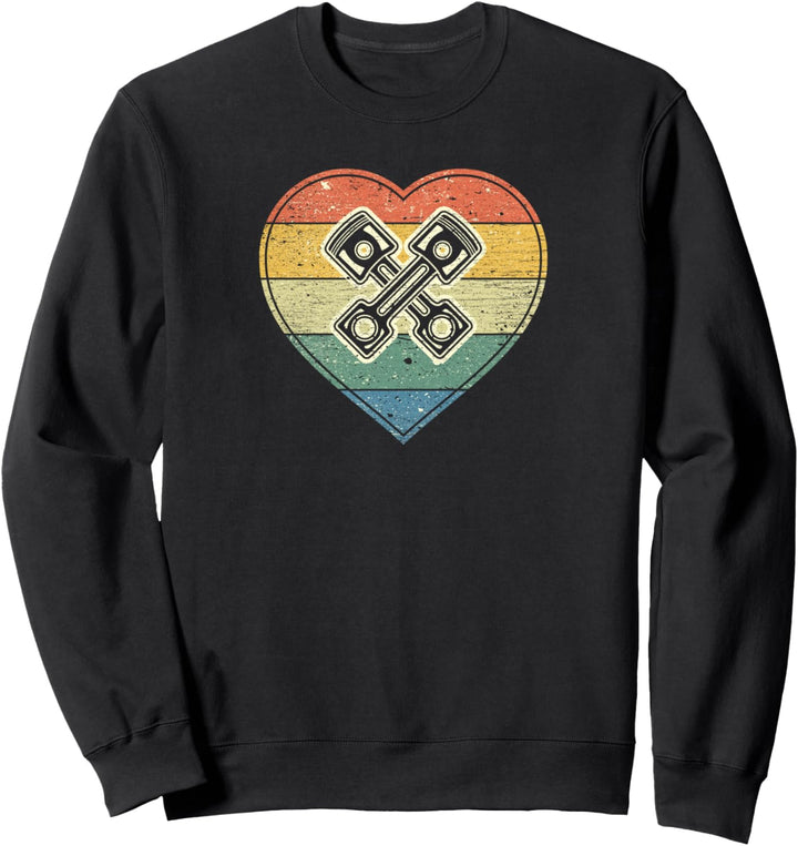 Motor Kolben im Vintage Used-Look Herz für stolze Mechaniker Sweatshirt