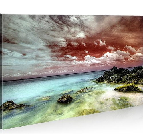islandburner Bild Bilder auf Leinwand Meer 1p Feng Shui XXL Poster Leinwandbild Wandbild Dekoartikel