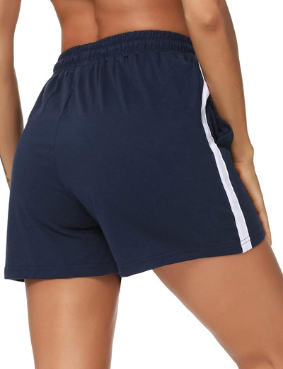 Litherday Shorts Damen Sportshorts Kurz Hosen Streifen Jogginghose Sommer Traininghose mit Taschen E