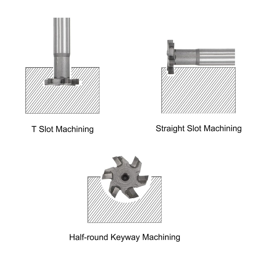 sourcing map 6 Flöten T-Nutfräser 4mm Tiefe 25mm Schnittdurchmesser 12mm Edelstahl Kupfer Aluminium
