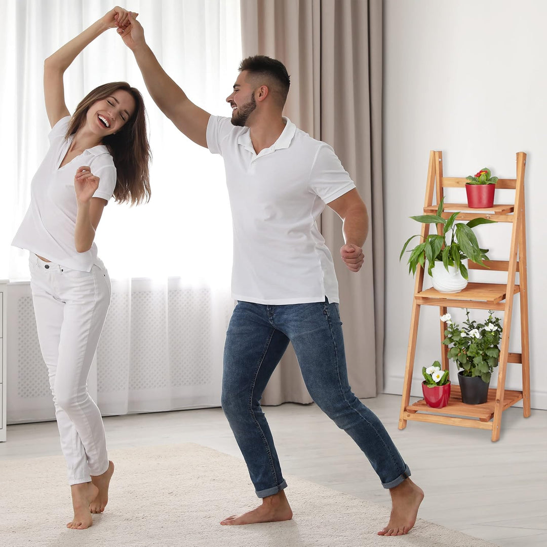 Relaxdays 2 TLG. Blumentreppen Set, Blumenständer für Innen, Mehrstöckig, Leiterregal, Pflanzentrepp
