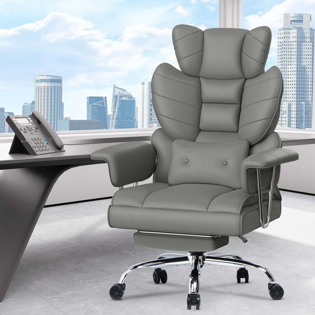 rattantree Bürostuhl mit Fussstütze, Ergonomischer Schreibtischstuhl mit Zusätzlichem Lordosenstützk