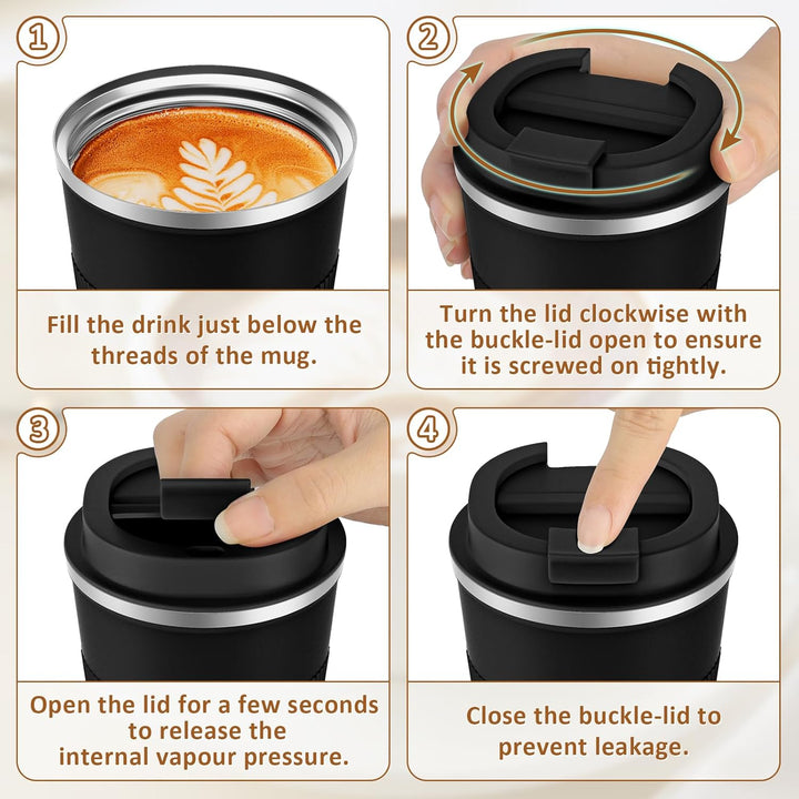 KETIEE Kaffeebecher to go,510ml Thermobecher Kaffee-to-go,Kaffeebecher Thermo,Doppelwandig Reisebech