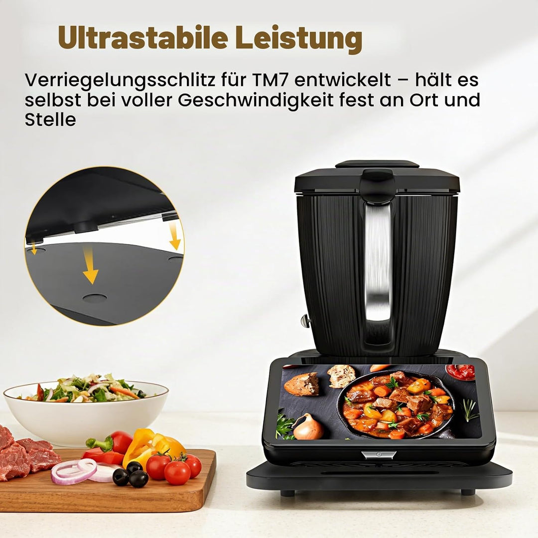 GFTIME Gleitbrett für Thermomix TM7, mit Gummifüssen &amp; Rollen, Praktisches Zubehör für Thermomix TM7