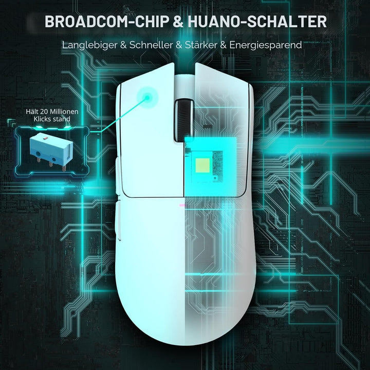 LexonElec x Attack Shark X11 Kabellose Gaming-Maus mit RGB Magnetische Ladestation, PixArt PAW3311-S