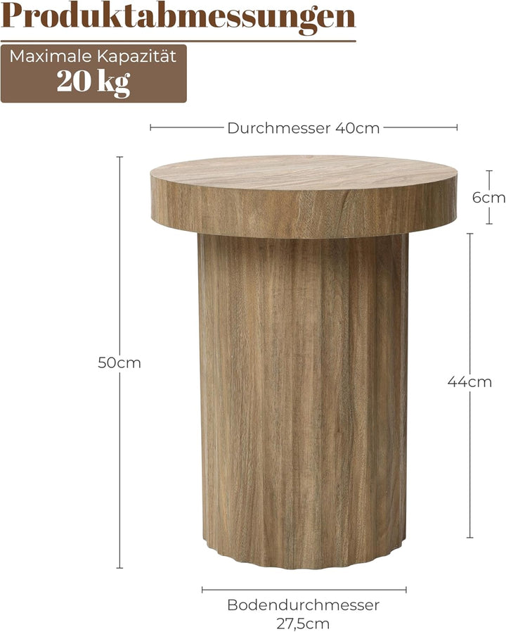 Hometopia Beistelltisch Rund Holz Ø40 cm, Kleiner Sofatisch Stabil, Moderner Couchtisch im Skandinav