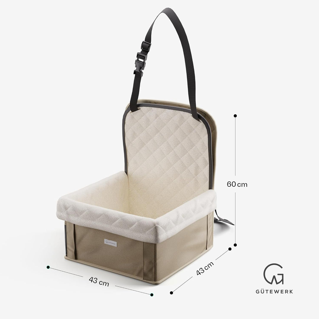 Gütewerk Hunde Autositz für Mittlere und Kleine Hunde, Hunde Zubehör, Stabiler Autositz Hund für Vor