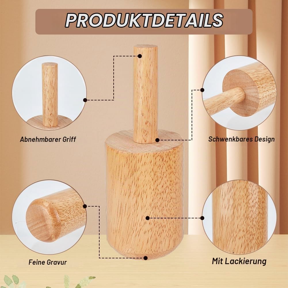 BENECREAT 220x80mm Tasse Töpferei Formen, BurlyWood Holz Töpferei Werkzeuge mit Griff Töpferei Forme