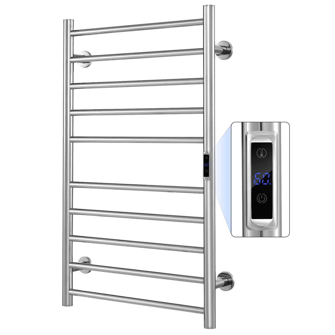 RELAX4LIFE Elektrischer Badheizkörper 860 x 530mm Handtuchwärmer mit LCD-Anzeigebildschirm Timer-Fun