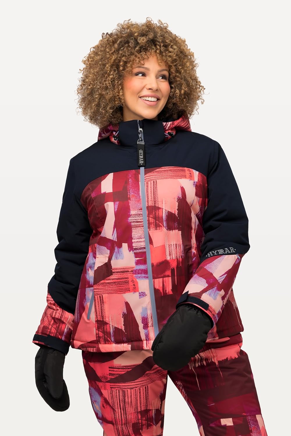 Ulla Popken Damen Funktionsjacke, Skijacke Abstrakter Druck, Wasserdicht Jacken 54-56 marine, 54-56