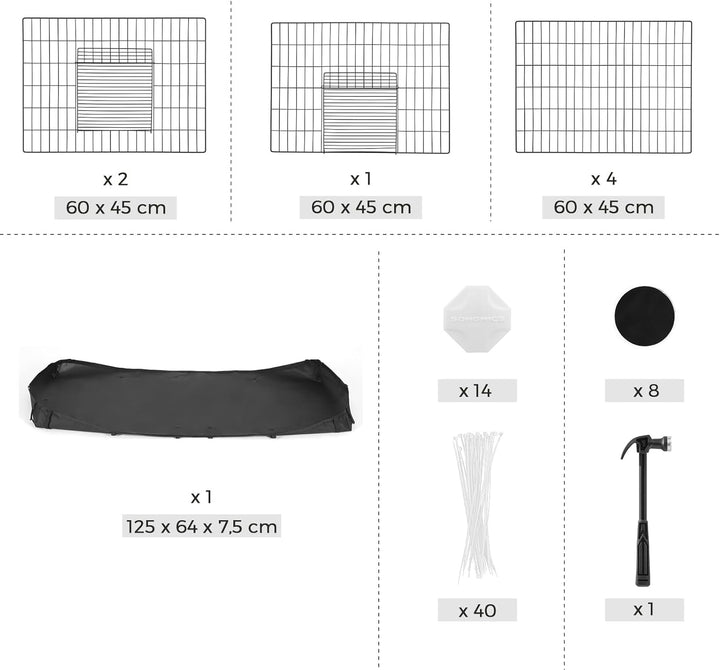 SONGMICS Gehege für Meerschweinchen, Kleintiergehege, Freilaufgehege, mit Trennwand, 2 Separate Bere