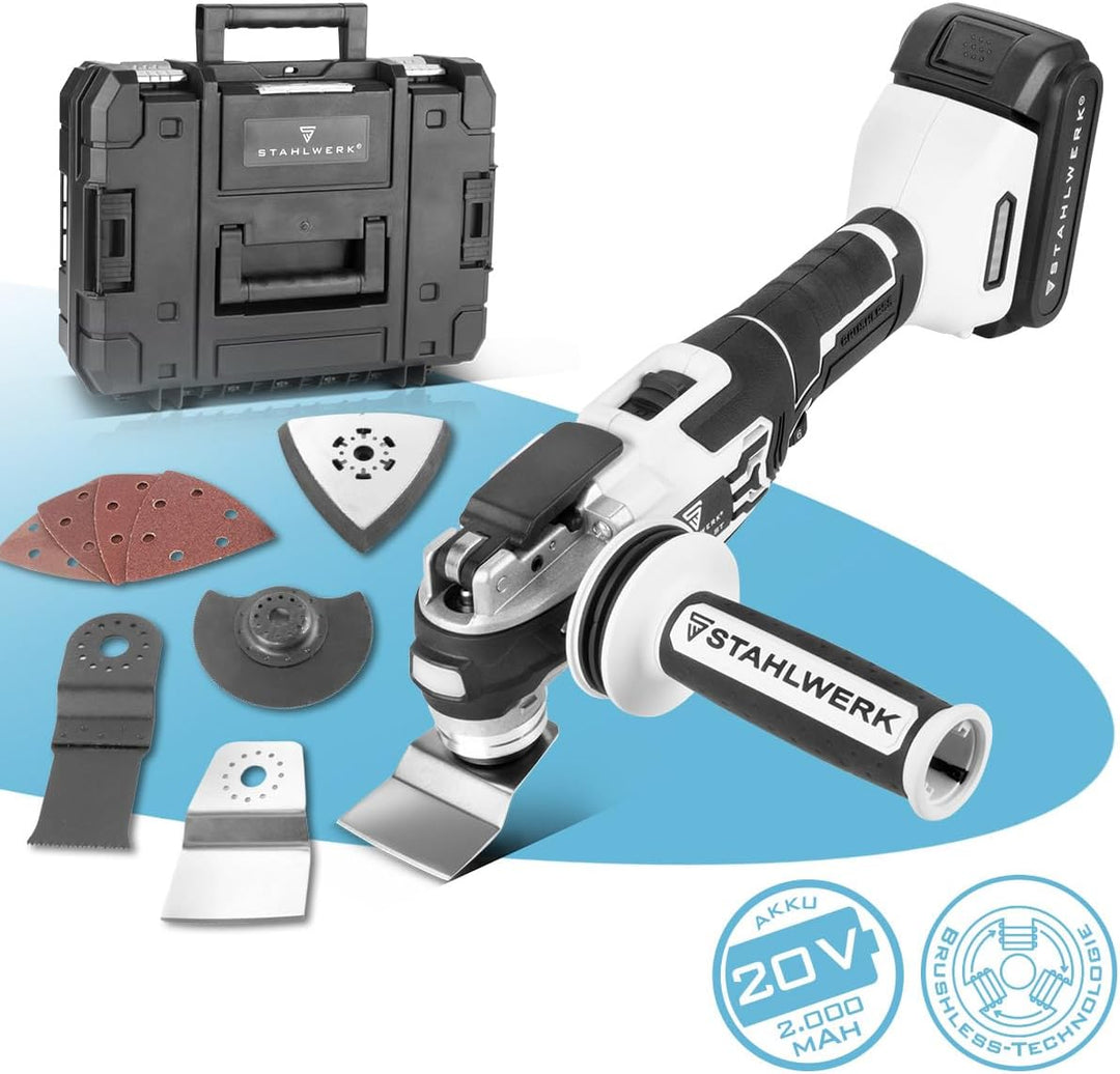 STAHLWERK Oszillierendes Akku-Multifunktionswerkzeug 20 V Akku-System (OMTB-20 ST) – 900 Watt, 10.50