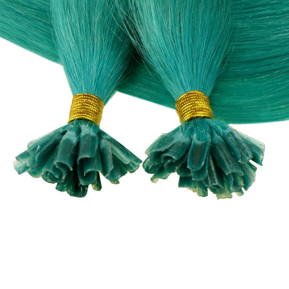 RUNATURE Extension Echthaar Bondings Teal 35cm Keratin Bonding Extensions Echthaar Unsichtbar Haarve