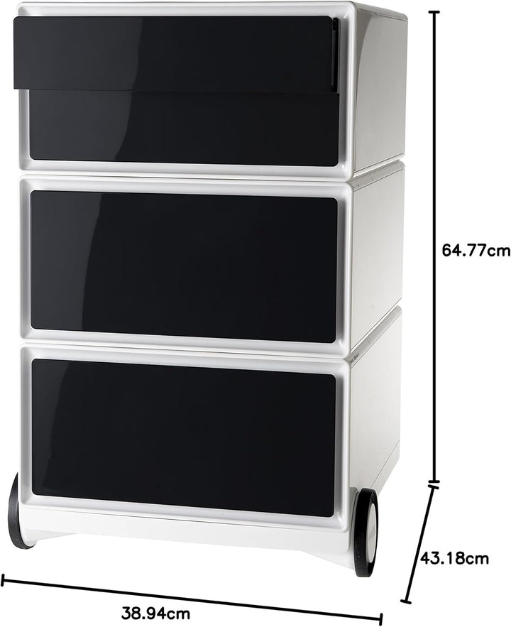 Paperflow EasyBox Vier Schublade Mobiler Sockel Modern weiss/schwarz Weiss / Schwarz, Weiss / Schwar