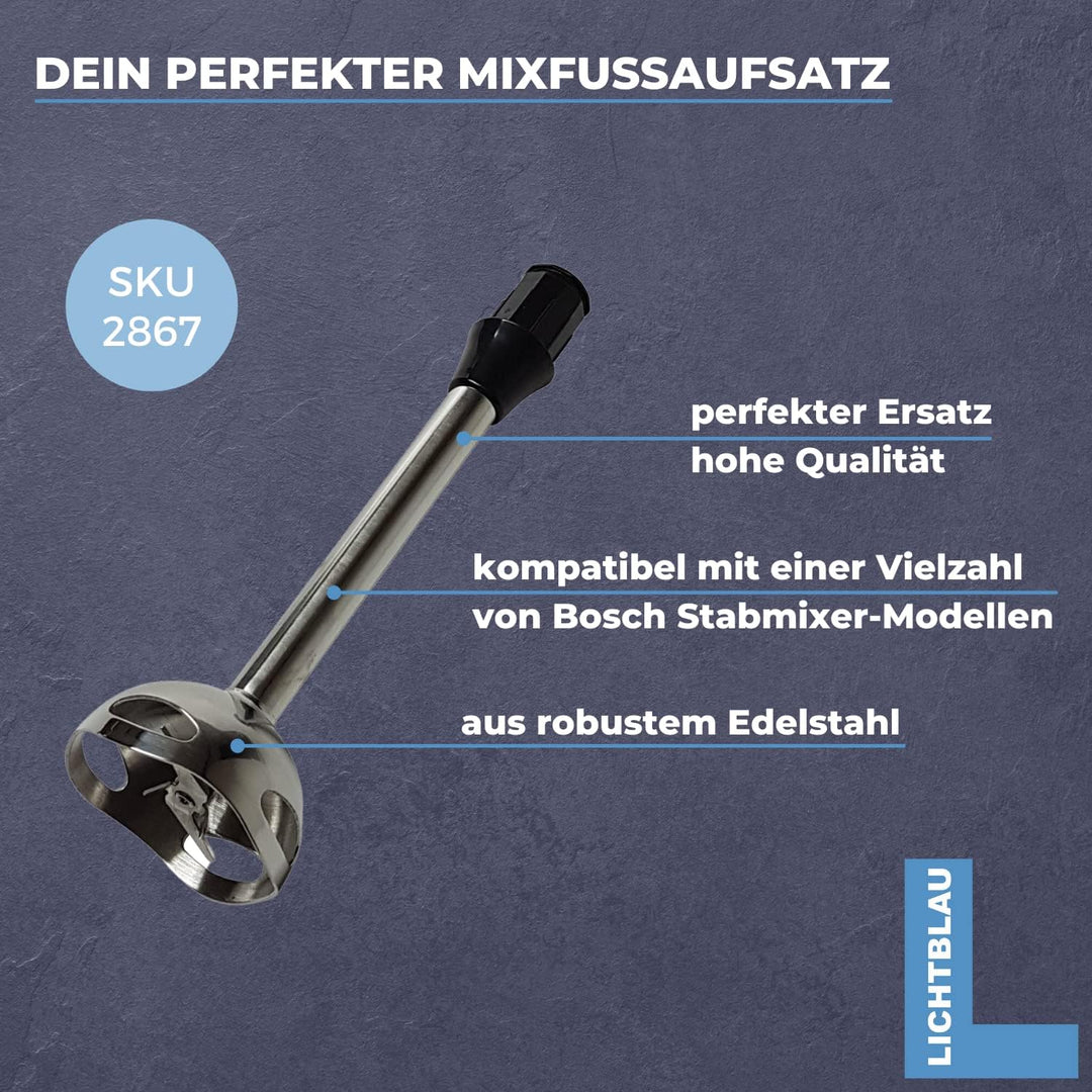 LICHTBLAU Schnellmixstab 657259/657258 für Bosch Stabmixer I Mixstab Aufsatz passend MS6, MSM6C und