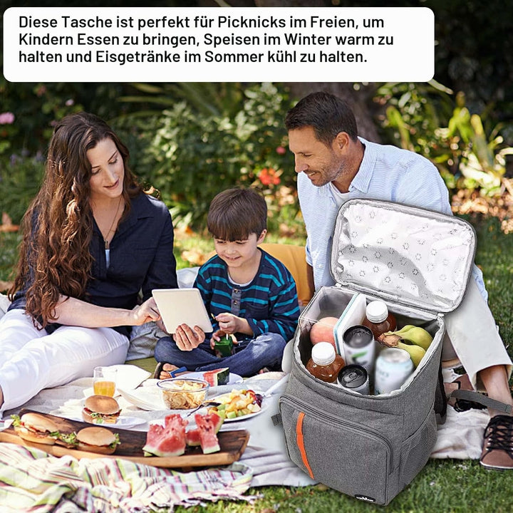 Cozlly 18L Kühlrucksack, Isolierte Kühltasche Rucksack, Thermo Rucksack Gross, Picknick Rucksäcke Au