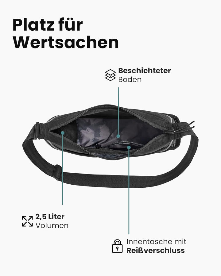 LARKSON Half Moon Bag Hundetasche Schwarz - Fiete - Umhängetasche für Gassi Gehen - Leckerlitasche m