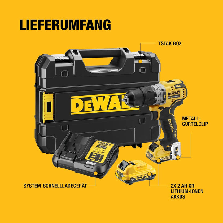 DEWALT 12V 2-Gang Akku-Schlagbohrschrauber DCD706D2 (2.0Ah, bürstenlos, mit Vollmetallgetriebe & 15-