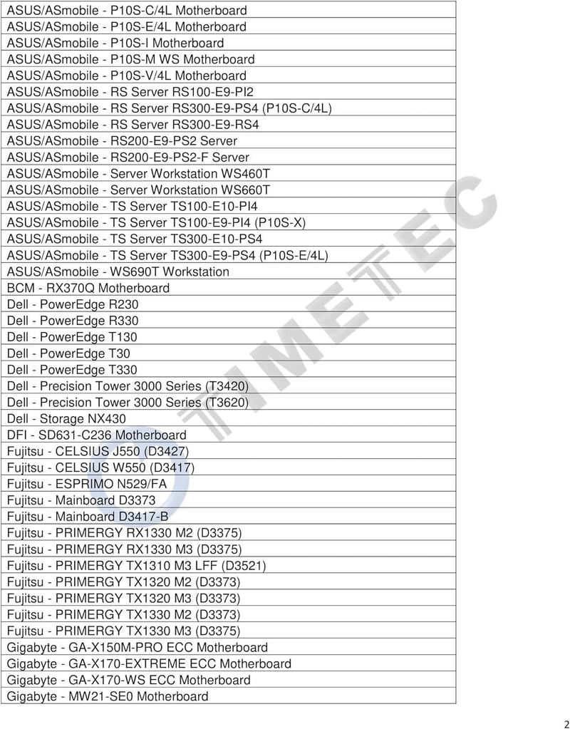 Timetec Hynix IC 8GB DDR4 2400MHz PC4-19200 ungepuffert ECC 1.2V CL17 1Rx8 Single Rank 288 Pin UDIMM