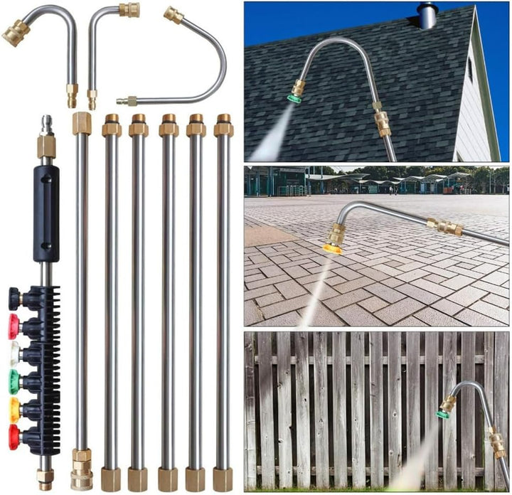 Hochdruckreiniger-Lanzen-Verlängerungsstab, 4000 psi Dachrinnenreiniger-Aufsatz mit 5 x 0,6 cm Schne