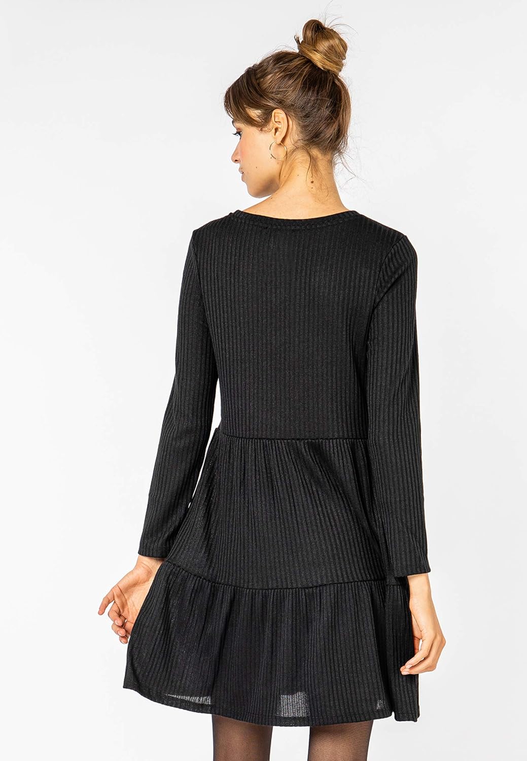 FRESH MADE Ladies Rib Dress Frauen Mittellanges Kleid schwarz L