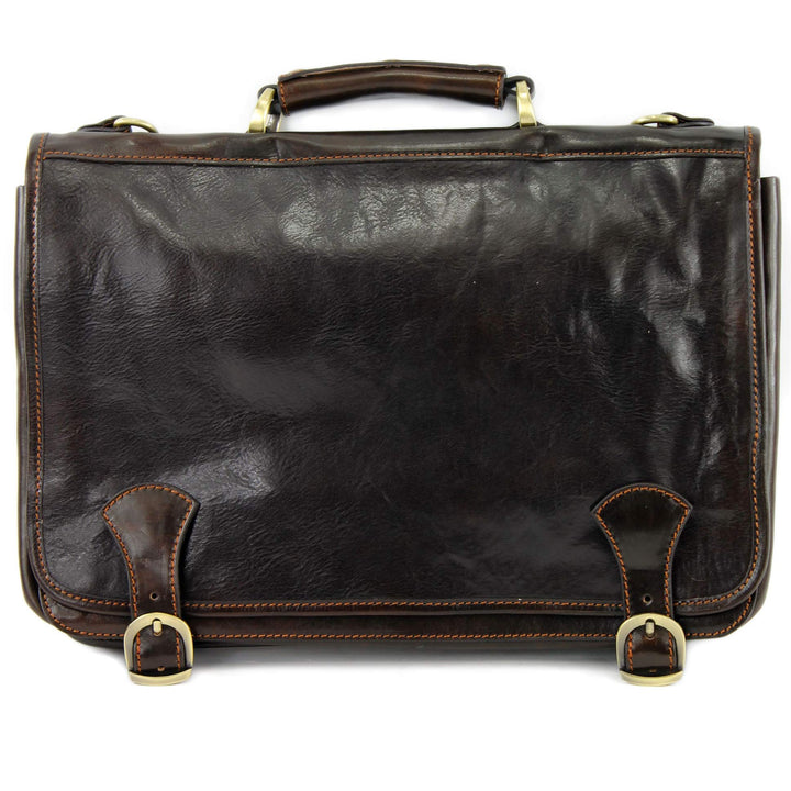modamoda de - A006 - ital. Business Laptop Akten Tasche Leder Dunkelbraun, Dunkelbraun