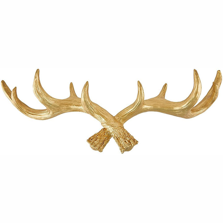 Hansmeier® Geweih Wandgarderobe Kleiderhaken Garderobenhaken | Gold | Für Aussen, Innen, Balkon & Ga