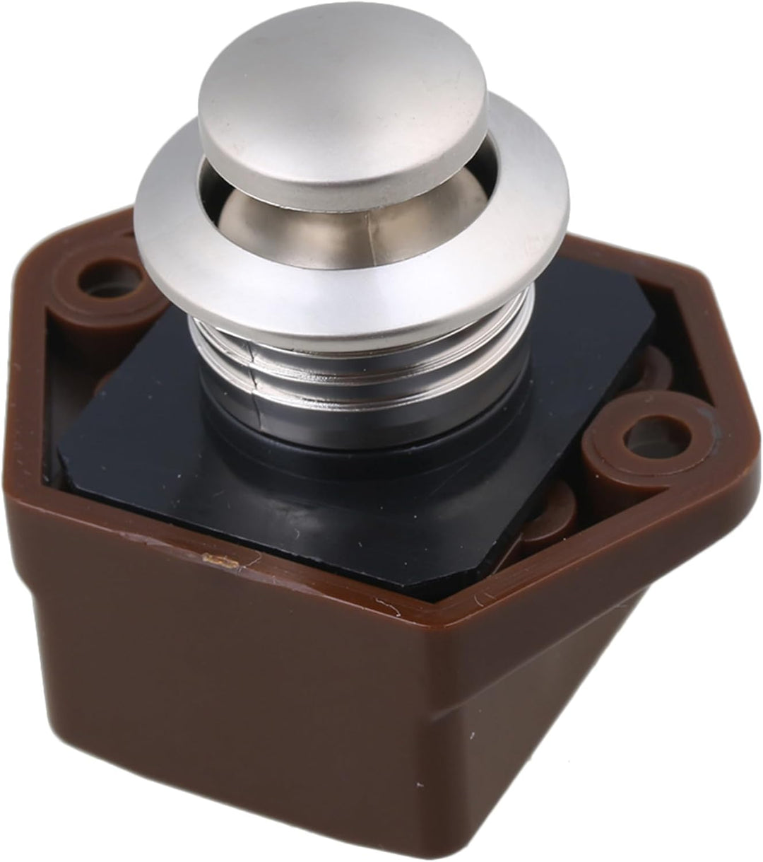 BQLZR 20mm Opening Hole Brown Push Button Keyless Lock Latch Caravan Lock for RV Drawer Doors Thickn