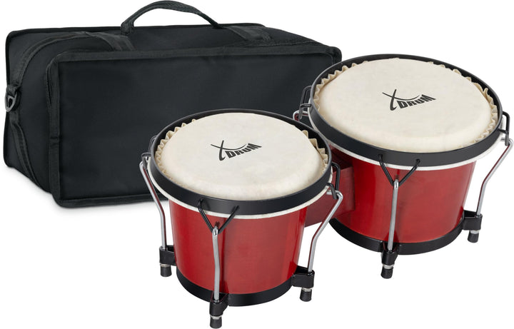 XDrum Bongos Club Set - 6" Macho und 7" Hembra - Naturfelle - professionelles Stimmsystem - Schwarz