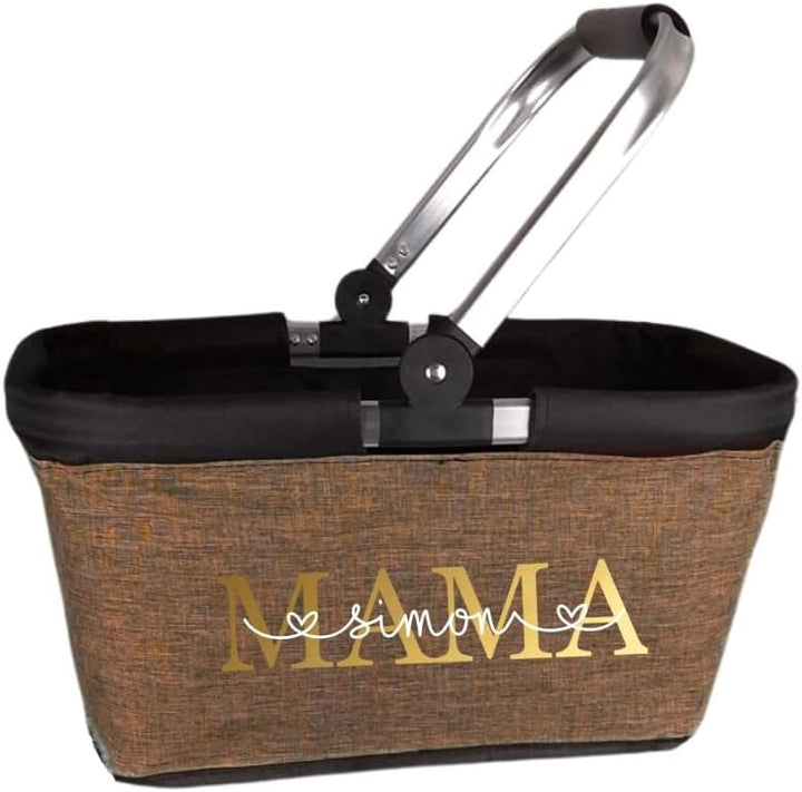 Einkaufskorb Mama personalisiert, Personalisiertes Geschenk Einkaufstasche mit Name, Tragekorb mit A