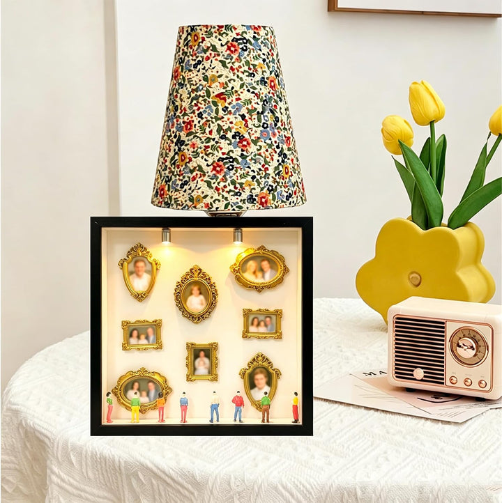 Kleine Bilderrahme Mini mit LED Licht, Mini Museunm Bilderrahmen Vintager, DIY Museum Silhouetter Bo