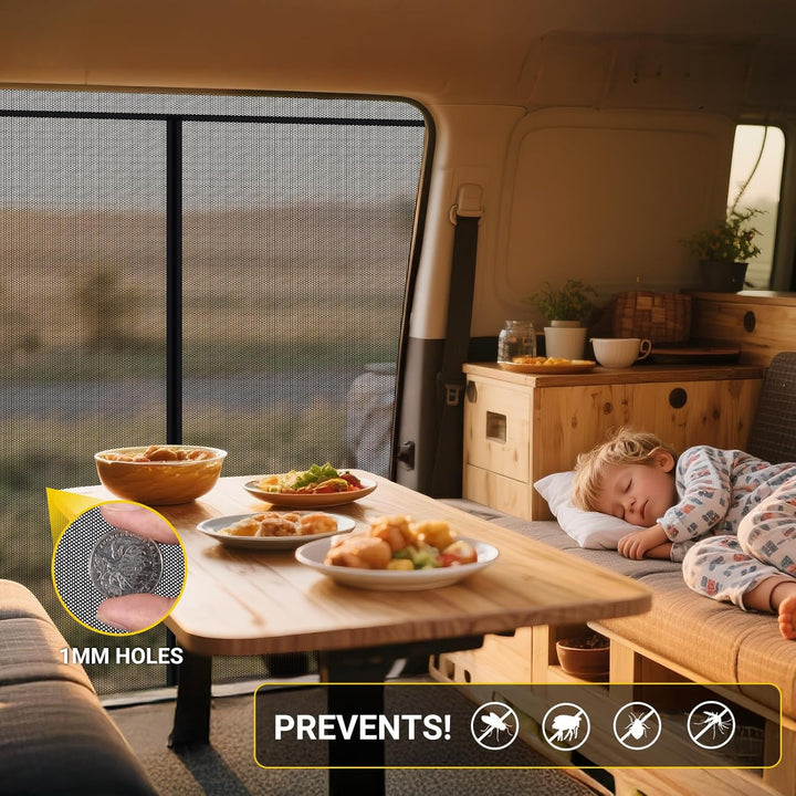 XCBYT Moskitonetz Auto Seitentür Kompatibel für VW T5 T6, Mitte Reissverschluss Fliegengitter Auto I