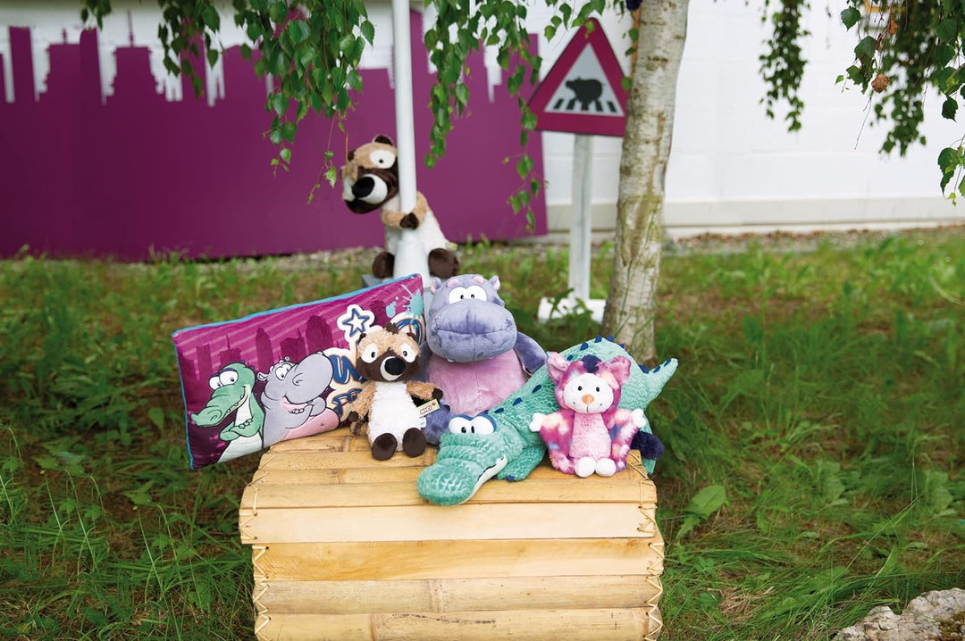 NICI Kuschelkissen Krokodil und Nilpferd – Nachhaltiges Kuscheltierkissen für Mädchen, Jungen & Baby