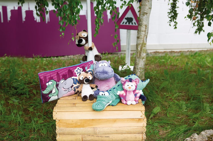 NICI Kuschelkissen Krokodil und Nilpferd – Nachhaltiges Kuscheltierkissen für Mädchen, Jungen & Baby