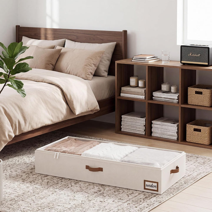 StorageWorks Unterbett Aufbewahrungsbox, extra Grosse Unterbettkommode mit Deckel, Stoff Unterbettbo